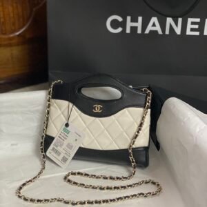 25P Quilted Lambskin 31 Bag Mini Top Handle Flap Bag (21cm) with Polished Gold-Tone Hardware