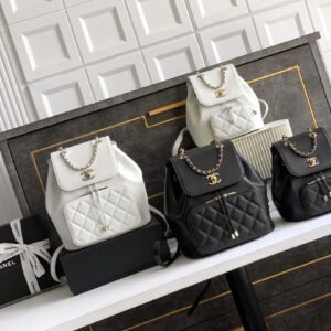 Classic Premium Calfskin 25B Affinity Duma Backpack with Black and Gold-Tone Hardware