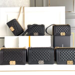 Premium Black Shearling LeBoy Handbag Available in Gold & Silver Hardware