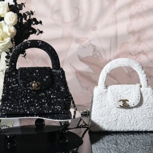 Premium Hand-Stitched Sequin Kelly Mini Bag (Black/White Options)