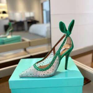 AQUAZZURA Crystal-Embellished Mesh & Suede Bunny Ear Slingback Pumps,10cm