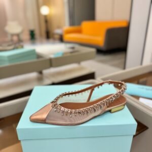 AQUAZZURA Crystal Fringe-Embellished Mesh & Metallic Leather Pointed-Toe Slingback Flats