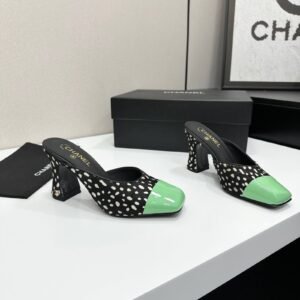 Two-Tone Suede & Patent Leather Square-Toe Mules (8.5cm Heel)