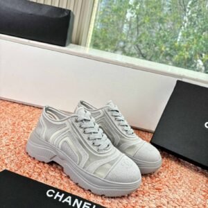 Knit Fabric Low-Top Platform Sneakers