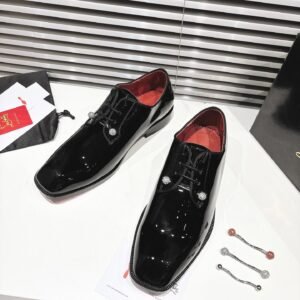 Christian Louboutin Croc-Embossed Leather Square-Toe Derby