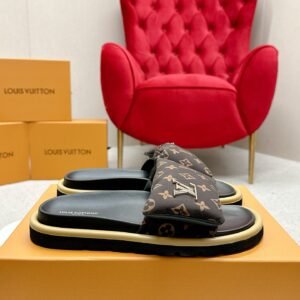 Louis Vuitton x Murakami Multicolor Monogram Padded Leather-Tag Flat Slide