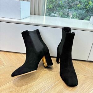 Square Toe Chelsea Ankle Boot With Gold Heel Detail, 5cm