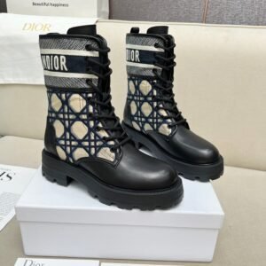Dior D-Major Lace-Up Combat Boot With Macrocannage Detail