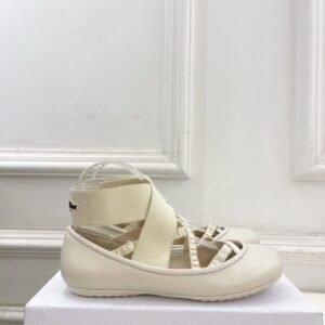 Christian Dior Crisscross Elasticated Leather Ballet Flats