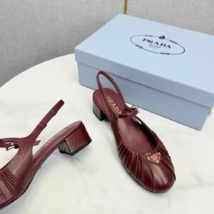 Prada Slingback Ballerina Pumps With Ruched Detail, 4cm