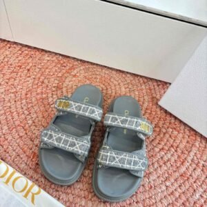 Christian Dior Oblique Jacquard Double-Strap Platform Slide Sandals