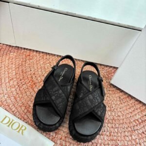 Christian Dior Oblique Jacquard Cross-Strap Platform Slingback Sandals