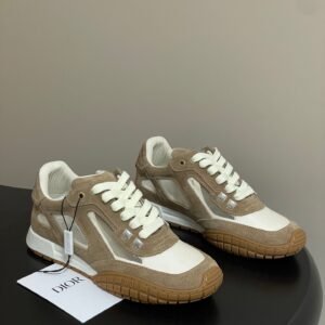 Christian Dior Suede Low-Top Sneakers with Hand-Drawn Detail and Striped Laces