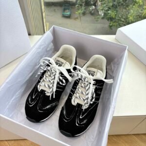 Christian Dior Suede Low-Top Sneakers with Hand-Drawn Detail and Striped Laces