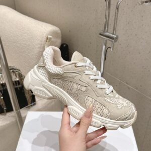 Christian Dior Oblique Embellished Suede and Mesh Chunky Sneakers