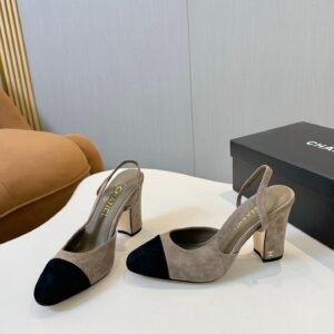 Two-Tone Suede Slingback Flats/6.5cm/9cm