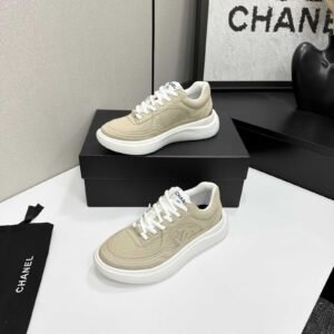 Perforated Fabric Low-Top Platform Sneakers