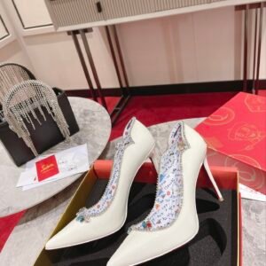 Christian Louboutin Metallic Patent Crystal-Embellished Pump, 10cm