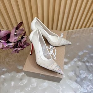 Christian Louboutin Crystal-Embellished Mesh Pointed Toe Red Sole Pump, 10.5cm
