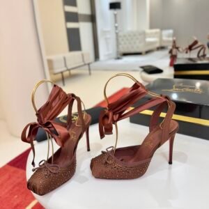 Christian Louboutin Crystal-Embellished Satin Lace-Up Pump