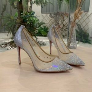 Christian Louboutin Crystal-Embellished Mesh Pointed Toe Red Sole Pump, Flat/6.5/8.5/10cm