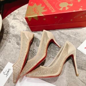Christian Louboutin Crystal-Embellished Mesh Pointed Toe Red Sole Pump