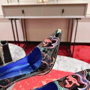 Christian Louboutin Leopard Print Patent Pointed Toe Red Sole Pump, Flat/6.5/8.5/10/12cm