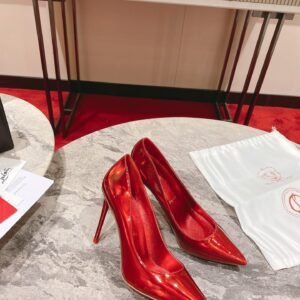 Christian Louboutin Metallic Red Patent Pointed Toe Red Sole Pump, Flat/6.5/8.5/10/12cm