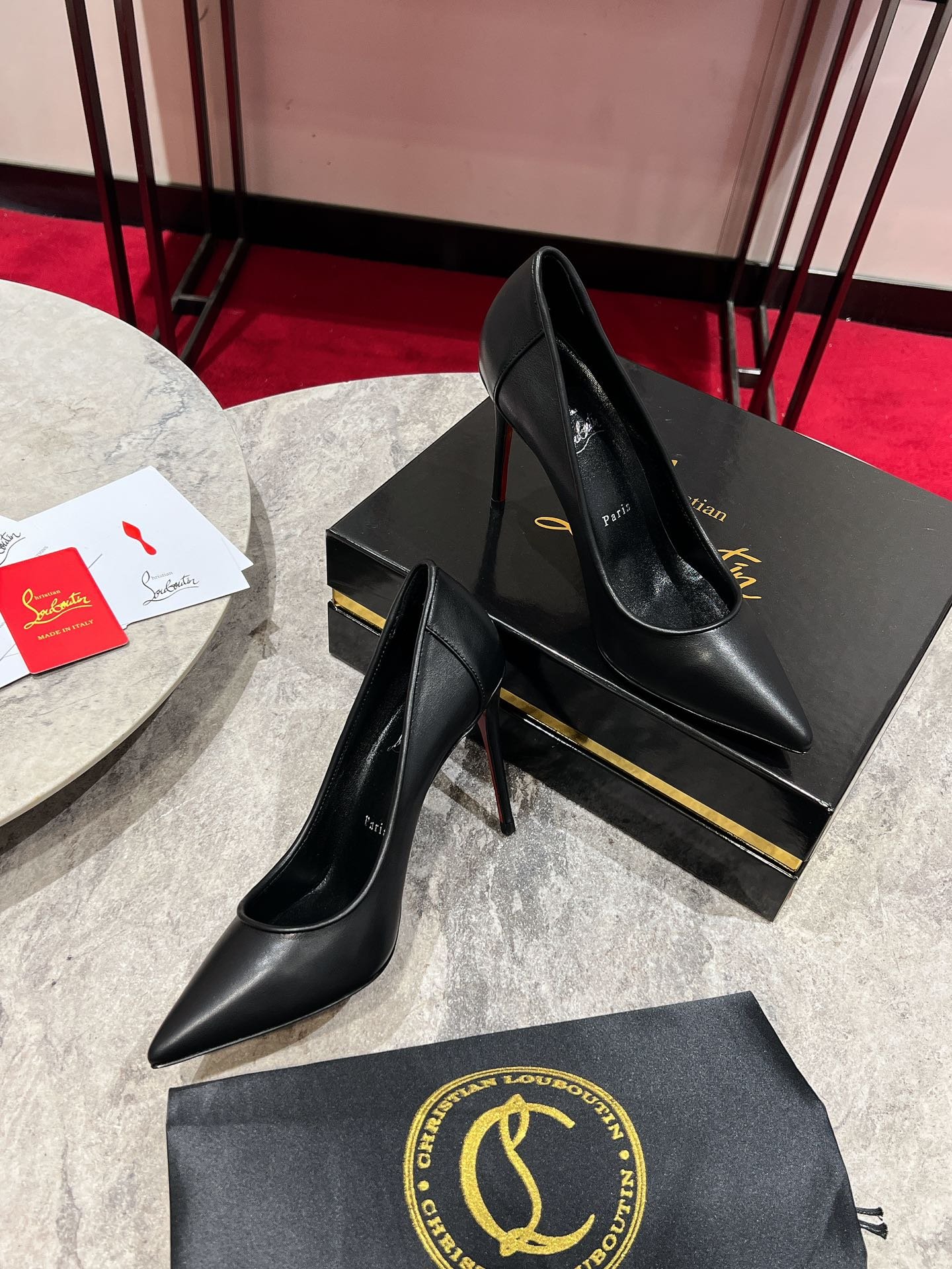 Christian Louboutin Leather Pointed Toe Red Sole Pump, 8.5/10cm
