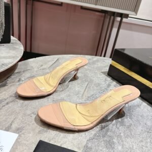 Christian Louboutin Nude Patent Clear Strap Slide Sandal, 6.5/8.5/10cm