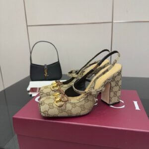 Gucci Horsebit Mary Jane Slingback Pumps With Bow Detail,9.5cm