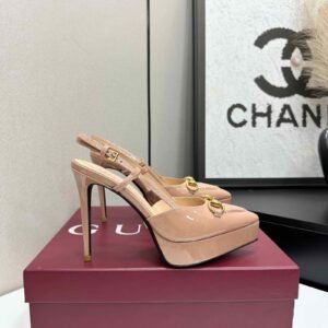Gucci Horsebit Platform Slingback Pumps In Patent Leather,9.5cm