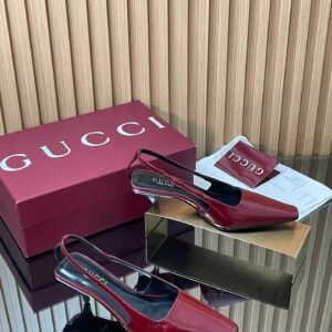 Gucci Slingback Pumps In Black Patent Leather, 5.5cm