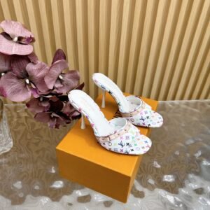 Louis Vuitton x Murakami Multicolor Monogram Leather-Trimmed Stiletto Slide, 9.5cm