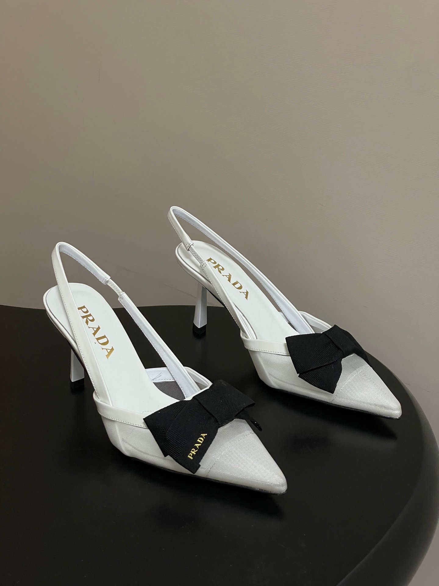 Prada Slingback Pumps With Black Bow Detail, 7.5cm