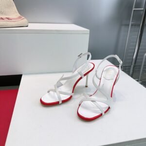 Roger Vivier Strappy Sandal With Contrast Red Trim, 10cm