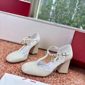 Roger Vivier Mary Jane Pump With T-Strap And Crystal Charm Detail, 5cm/9cm