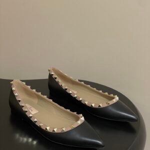 Valentino Rockstud Pointed Toe Flat Ballerina