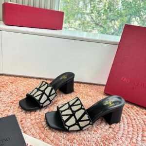 Valentino VLogo Square Toe Mule Sandal With Block Heel, 3cm/6cm